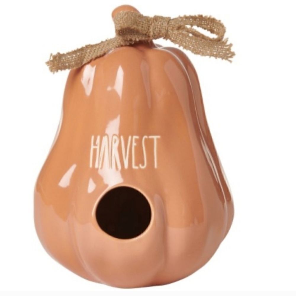 NIB RAE DUNN HARVEST GLOSSY ORANGE GOURD BIRDHOUSE 9"H  DECOR